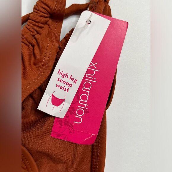 NWT Xhilaration Junior Girls Cheeky String Bikini Bottoms Size M Rust #242 - Picture 7 of 10